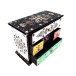 Handcrafted Multicolor Wooden Jewelry Storage Box with Decorative Drawers - Image 9