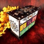 Handcrafted Multicolor Wooden Jewelry Storage Box with Decorative Drawers - Image 4