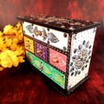 Handcrafted Multicolor Wooden Jewelry Storage Box with Decorative Drawers - Image 5