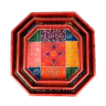 Handcrafted Multicolor Wooden Hexagon Serving Tray Set (Set of 3) - Image 7
