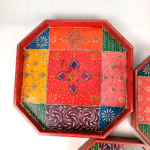 Handcrafted Multicolor Wooden Hexagon Serving Tray Set (Set of 3) - Image 11