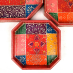 Handcrafted Multicolor Wooden Hexagon Serving Tray Set (Set of 3) - Image 12