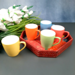 Handcrafted Multicolor Wooden Hexagon Serving Tray Set (Set of 3) - Image 2