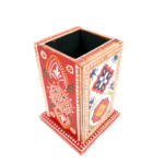 Handcrafted Wooden Pen Holder with Traditional Hand Painting - Image 2