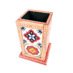 Handcrafted Wooden Pen Holder with Traditional Hand Painting - Image 3