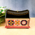 Wooden Remote Control Holder – Hand-Painted Decorative Organizer for Table