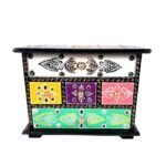 Handcrafted Multicolor Wooden Jewelry Storage Box with Decorative Drawers - Image 6