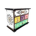 Handcrafted Multicolor Wooden Jewelry Storage Box with Decorative Drawers - Image 7