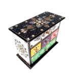 Handcrafted Multicolor Wooden Jewelry Storage Box with Decorative Drawers - Image 8