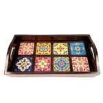 Rectangular Tea & Coffee Serving Tray with Handles - Image 2