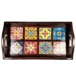 Rectangular Tea & Coffee Serving Tray with Handles - Image 4