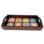 Rectangular Tea & Coffee Serving Tray with Handles - Image 21