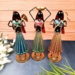 Handcrafted Rajasthani Village Women Musician Metal Showpiece Set of 3