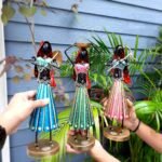 Handcrafted Rajasthani Village Women Musician Metal Showpiece Set of 3 - Image 3
