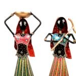 Handcrafted Rajasthani Village Women Musician Metal Showpiece Set of 3 - Image 6