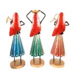 Handcrafted Rajasthani Village Women Musician Metal Showpiece Set of 3 - Image 7