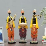 Rajasthani Tribal Musician Metal Showpiece Set of 3
