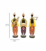 Rajasthani Tribal Musician Metal Showpiece Set of 3 - Image 3