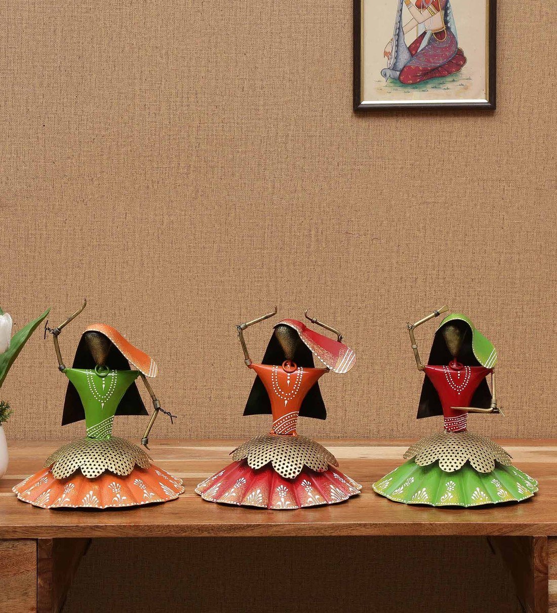 DC0124-1.jpg Handcrafted Metal Tribal Lady Dancing Showpiece Set - Image 1