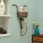 Vintage Bicycle Wall Mount Magazine Holder / Decorative Metal Wall Basket Shelf