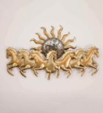 Golden Running Horses with Sun Metal Wall Art - Image 2