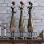 Metal Tribal Musician Showpiece Set of 3 – Traditional Folk Art Decorative Figurines