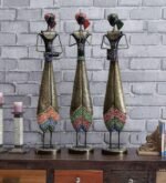 Metal Tribal Musician Showpiece Set of 3 – Traditional Folk Art Decorative Figurines
