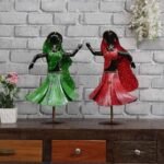 Handcrafted Rajasthani Dancing Lady Metal Showpiece Set