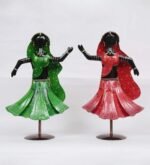 Handcrafted Rajasthani Dancing Lady Metal Showpiece Set - Image 3