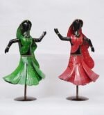 Handcrafted Rajasthani Dancing Lady Metal Showpiece Set - Image 4