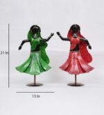 Handcrafted Rajasthani Dancing Lady Metal Showpiece Set - Image 5