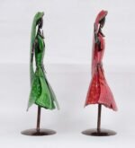 Handcrafted Rajasthani Dancing Lady Metal Showpiece Set - Image 6