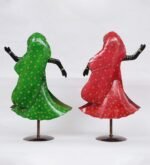 Handcrafted Rajasthani Dancing Lady Metal Showpiece Set - Image 2