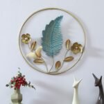 Golden Floral & Leaf Metal Wall Art Ring