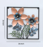 Set of 2 Floral Metal Wall Art Frames – Modern Flower & Leaf Decorative Wall Hanging - Image 3