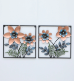Set of 2 Floral Metal Wall Art Frames – Modern Flower & Leaf Decorative Wall Hanging - Image 4
