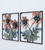 Set of 2 Floral Metal Wall Art Frames – Modern Flower & Leaf Decorative Wall Hanging - Image 5