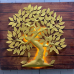 Golden Tree of Life LED Wall Art Panel – Decorative Wooden & Metal Wall Hanging