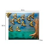 Golden Birds on Tree Metal Wall Art Panel - Image 3