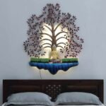 LED Buddha Tree Wall Art with Shelf