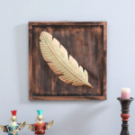 Rustic Feather Metal Wall Art Frame – Decorative Vintage Feather