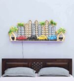 LED Cityscape Metal Wall Art with Cars - Image 5