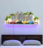 LED Cityscape Metal Wall Art with Cars