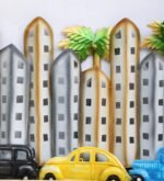 LED Cityscape Metal Wall Art with Cars - Image 4