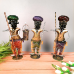 Rajasthani Village Men Metal Showpiece Set of 3 – Handcrafted Decorative Figurines