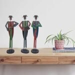 Handcrafted Metal Tribal Musician Showpiece Set