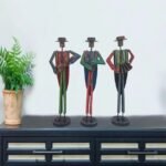 Handcrafted Metal Tribal Musician Showpiece Set - Image 2