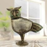 Handcrafted Metal Owl Showpiece – Vintage Decorative Owl Figurine