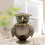 Vintage Owl Decorative LED Lantern Table Lamp – Metal Owl Night Light for Home Décor
