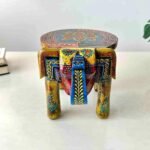 Handcrafted Wooden Elephant Stool / Decorative Side Table